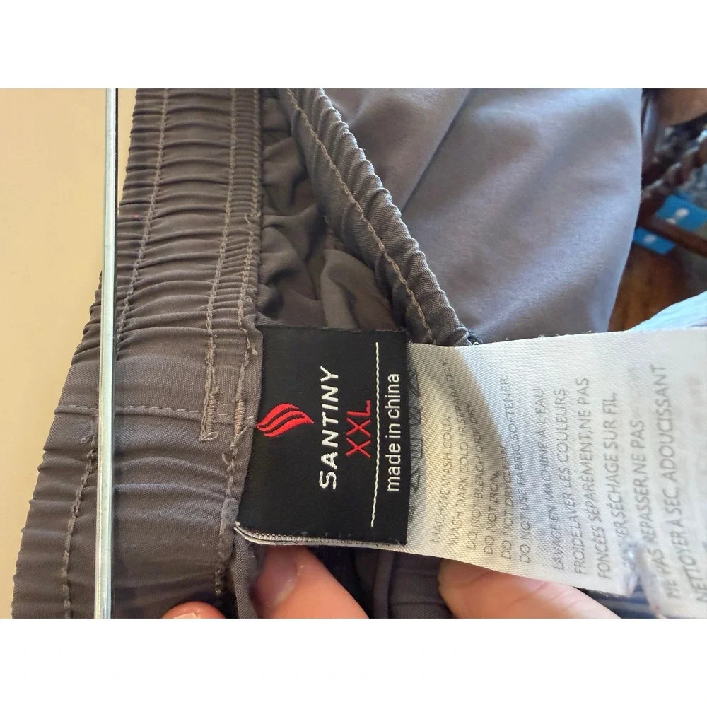Santiny Mens XXL Gray Cargo Athletic Shorts Zipper Pockets Hiking Gym Running